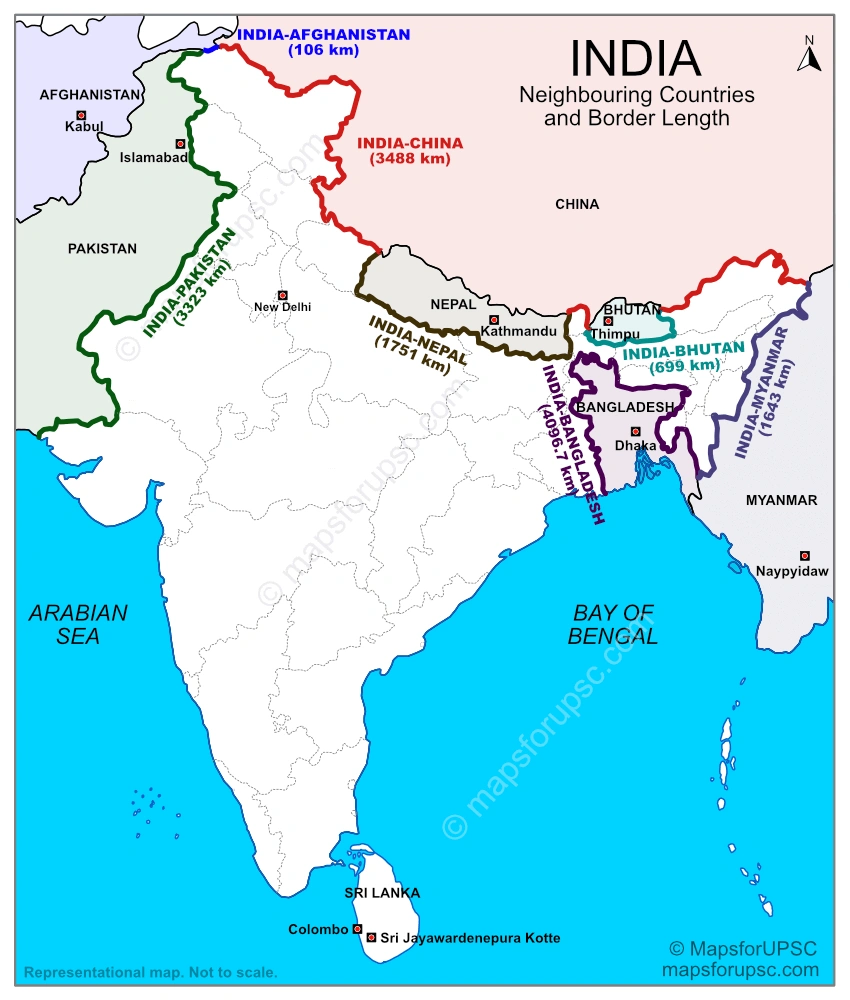 Neighbouring-Countries-of-India-Map